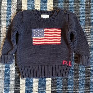 Ralph Lauren Baby American Flag Sweater in Navy 18 Months